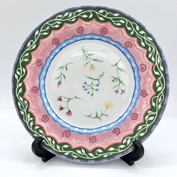Set Of 4 Fitz and Floyd Gypsy Chicks Salad Plates 8 1/2" Diameter Field Flowers - Picture 2 of 5